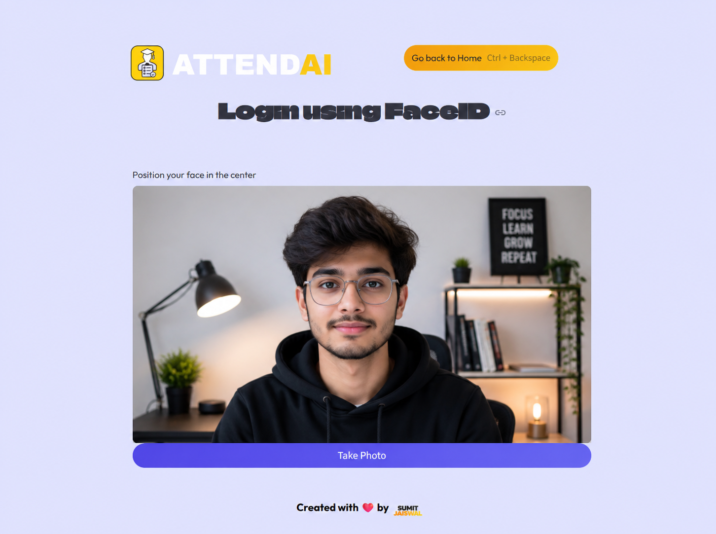 AttendAI FaceID Login Preview